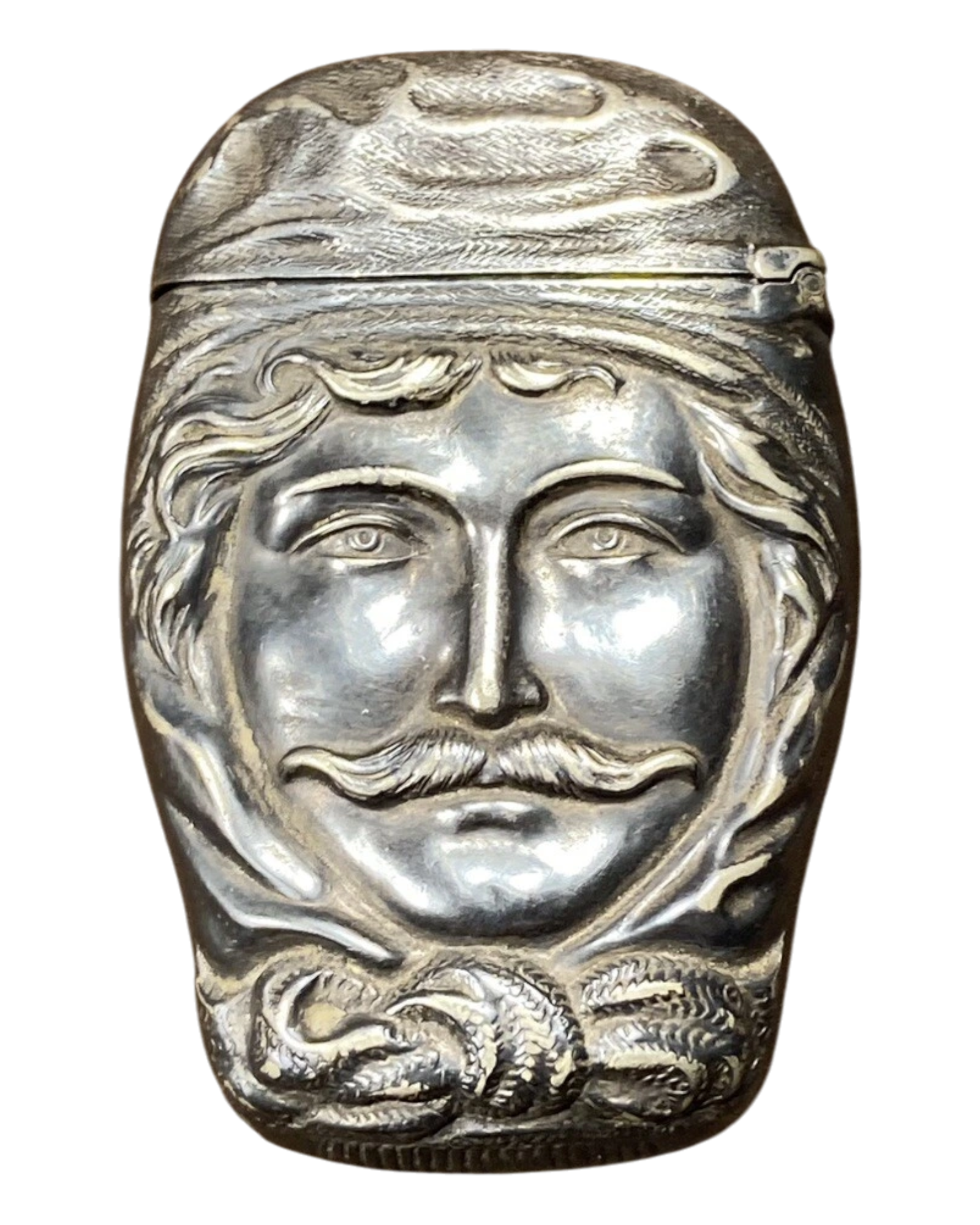 Sterling “Man with Mustache” Vesta Case | c. 1890-1910