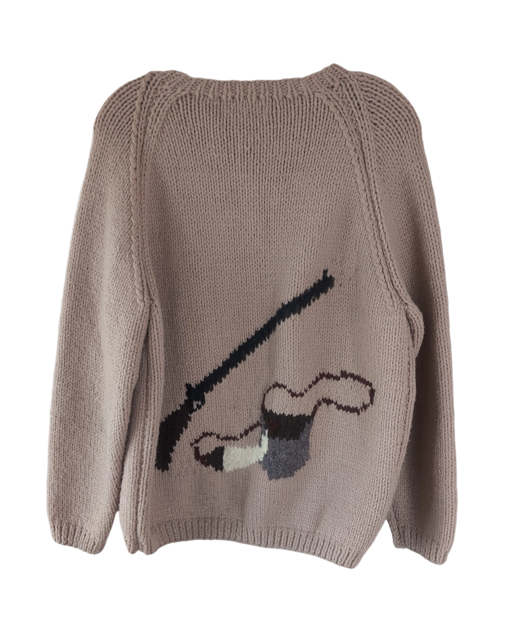 Rifle & Pipe Graphic Sweater | Adult Sz. S/M | c. 1980s