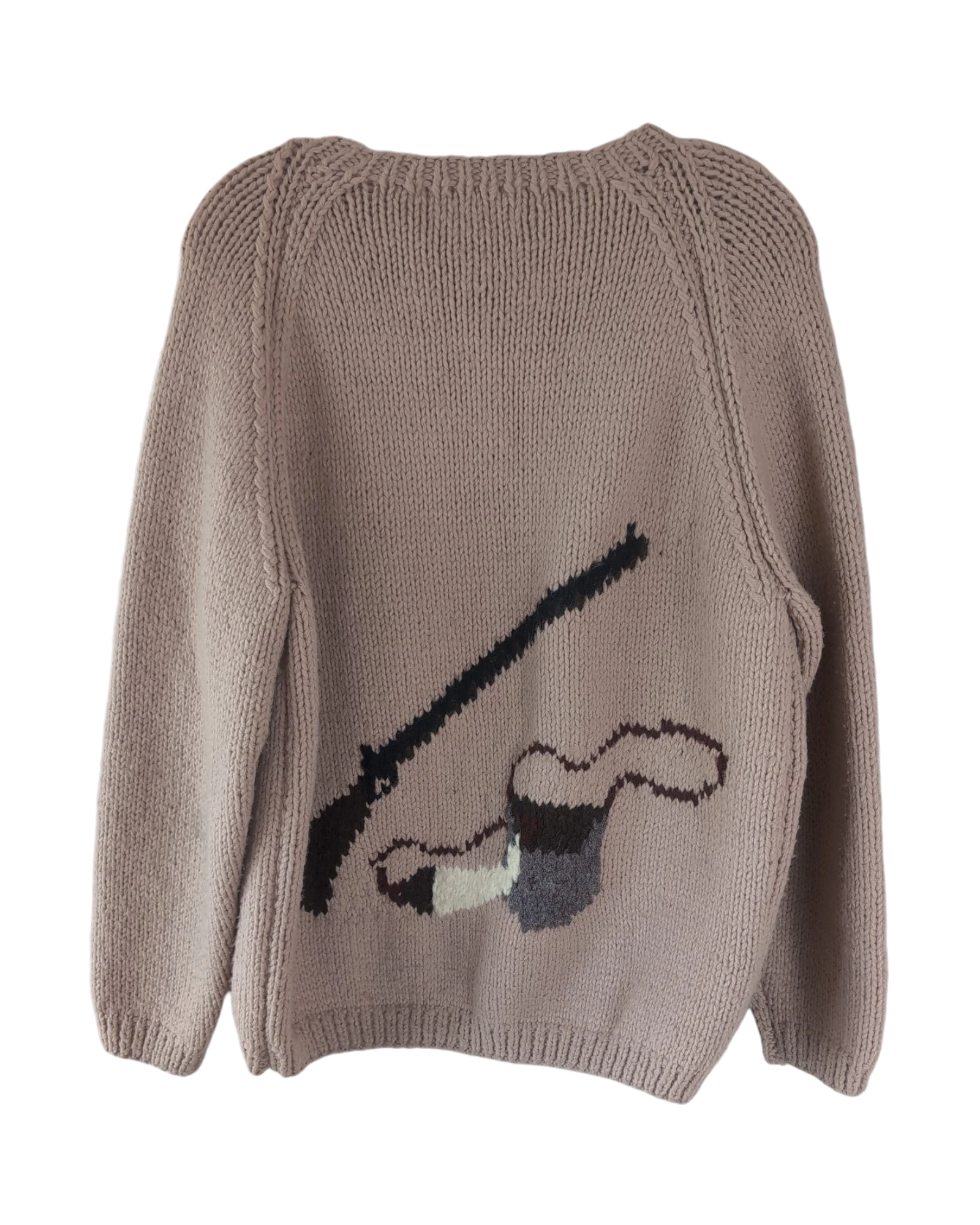 Rifle & Pipe Graphic Sweater | Adult Sz. S/M | c. 1980s