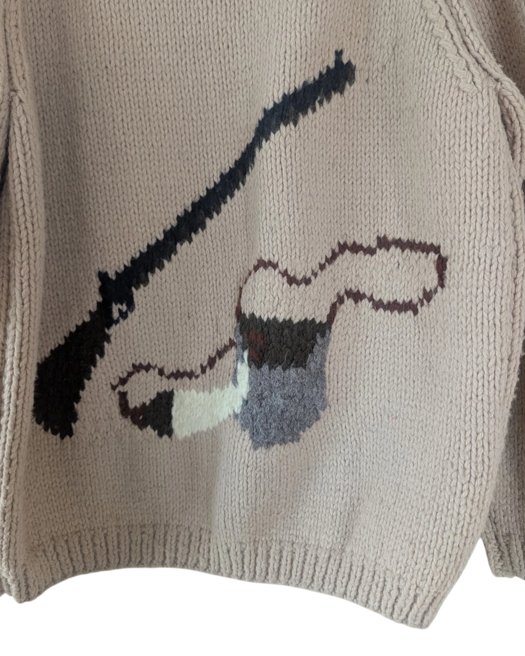 Rifle & Pipe Graphic Sweater | Adult Sz. S/M | c. 1980s