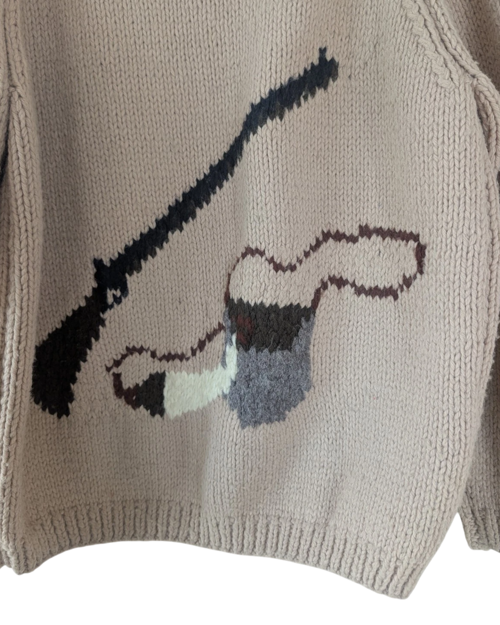 Rifle & Pipe Graphic Sweater | Adult Sz. S/M | c. 1980s