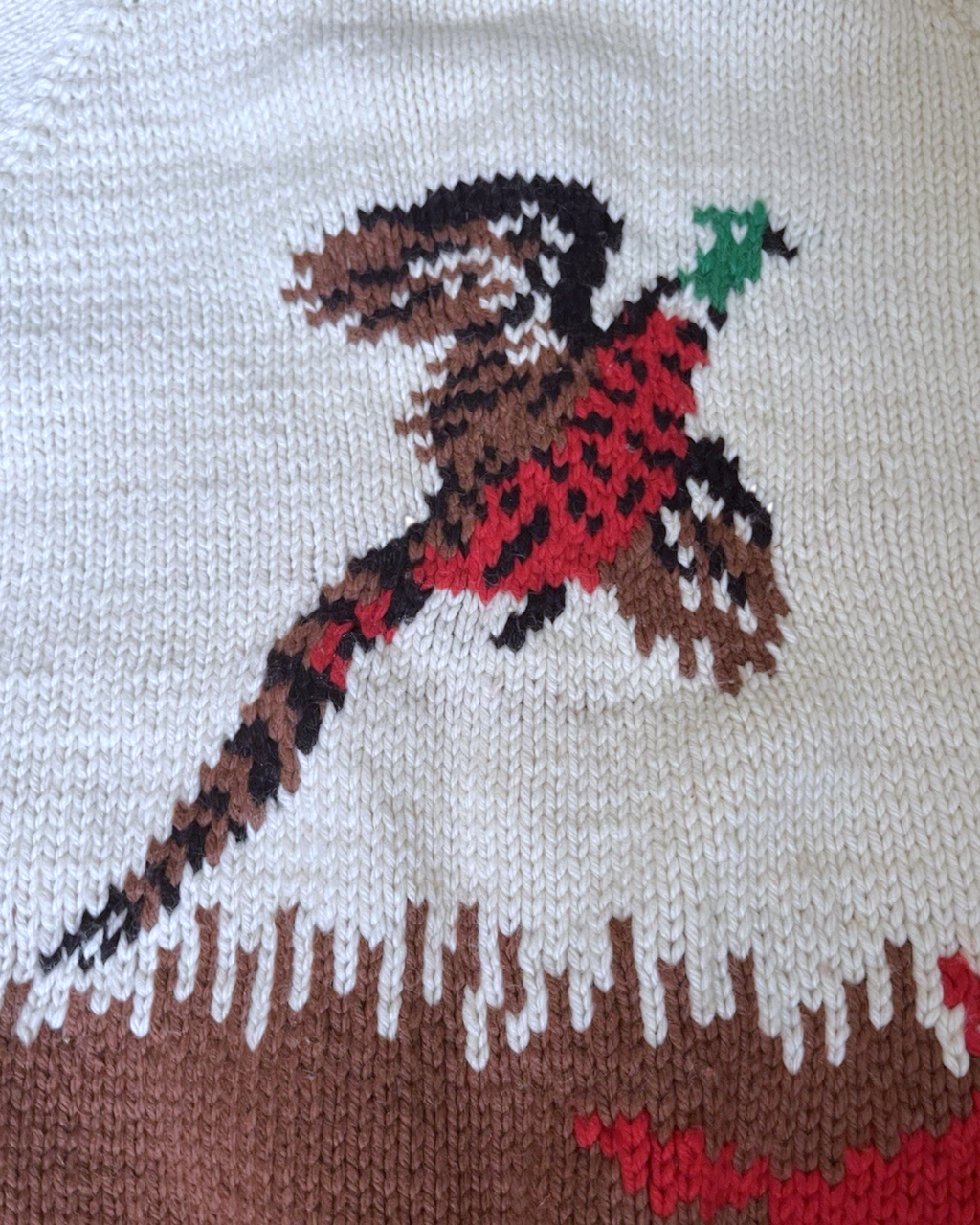 Pheasant Hunting Wool Sweater | Adult Sz. L | c. 1960s