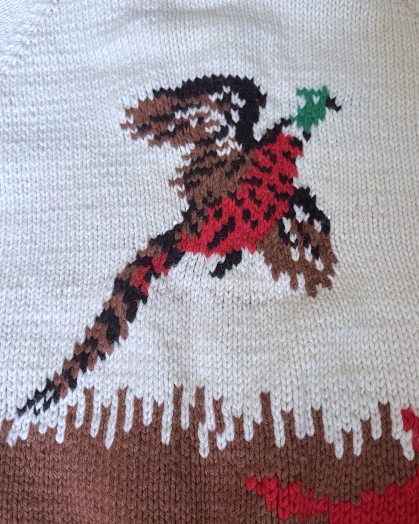 Pheasant Hunting Wool Sweater | Adult Sz. L | c. 1960s