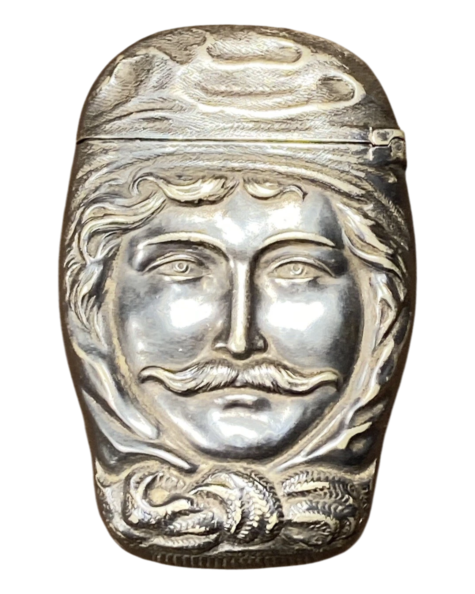Sterling “Man with Mustache” Vesta Case | c. 1890-1910