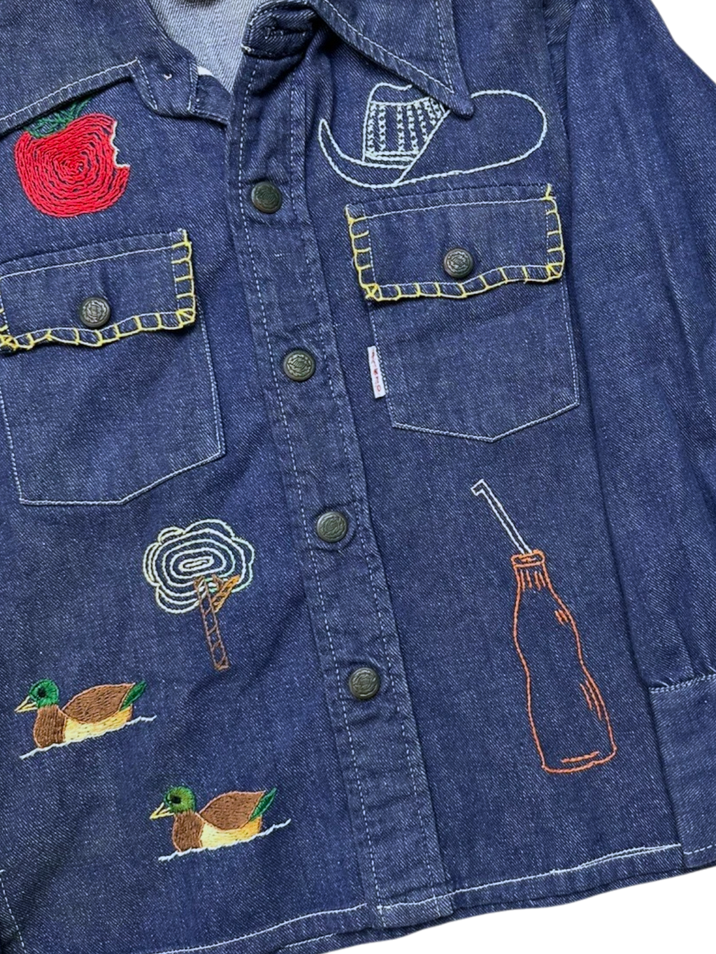 Embroidered Selvedge Denim Shirt | Youth Sz. 8 | c. 1970s