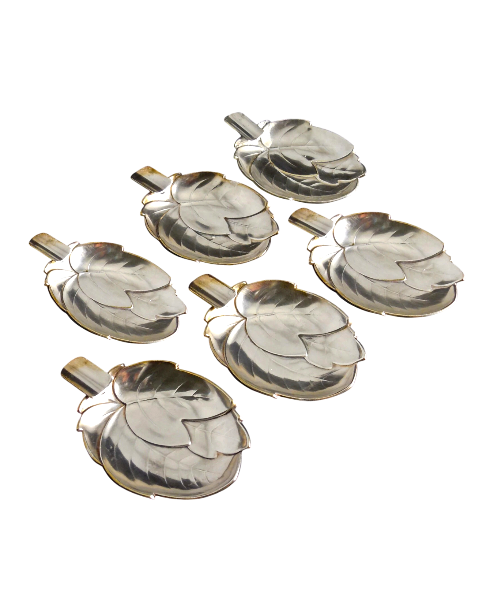 WMF Leaf Form Ash Trays | Set of 6 | Germany | c. 1930s–40s