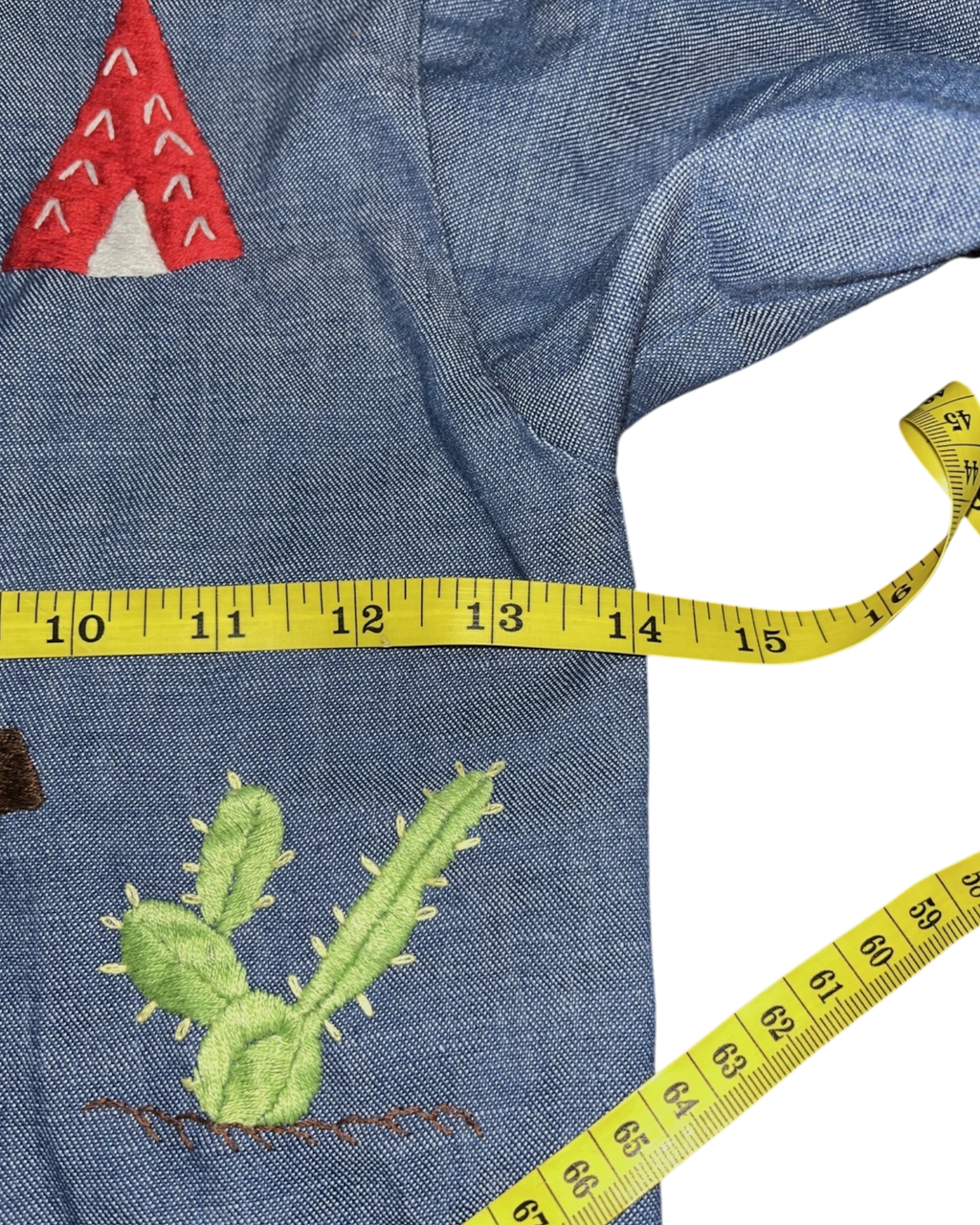 Southwestern Embroidered Denim Shirt | Youth Sz. 8 | c. 1970s