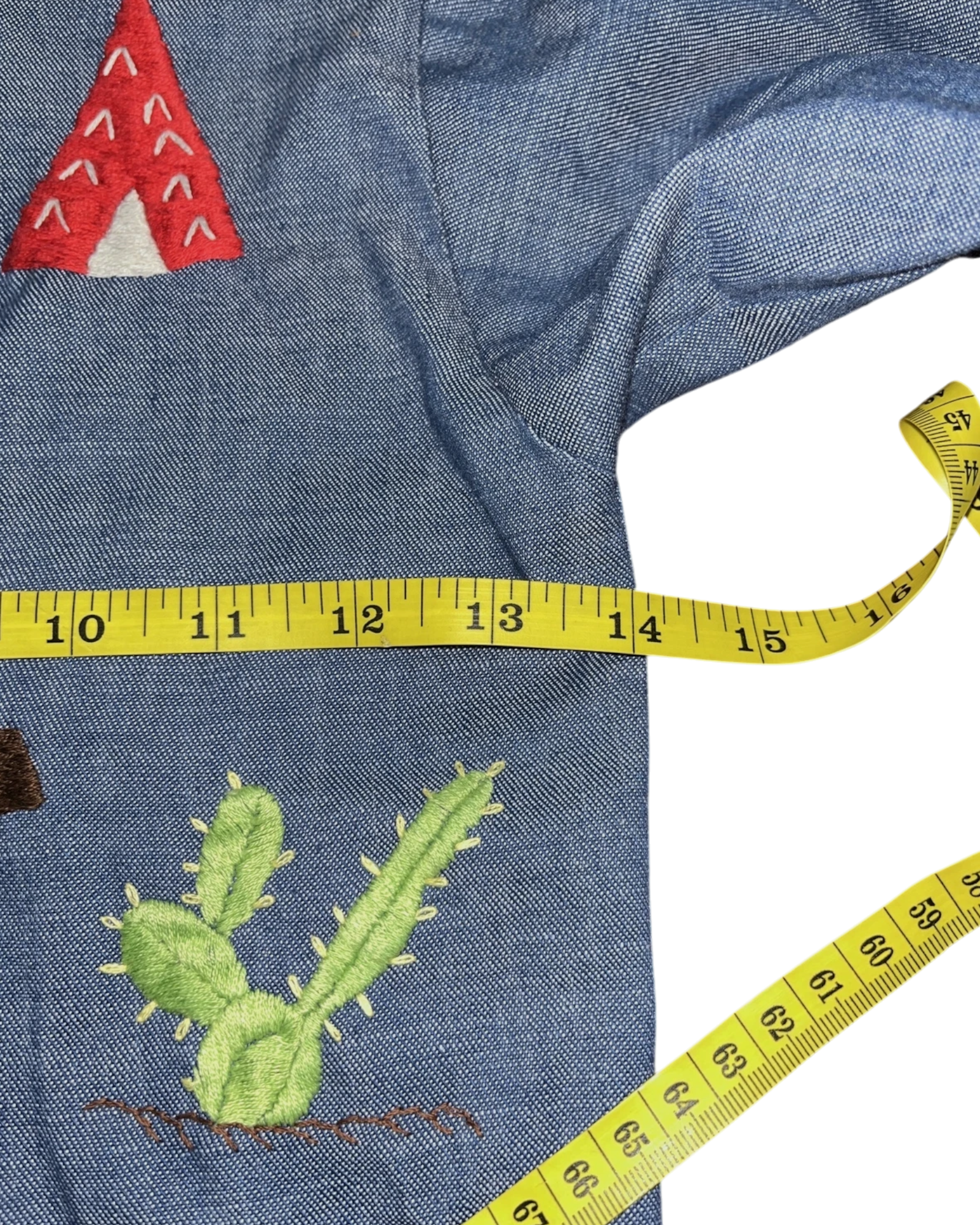 Southwestern Embroidered Denim Shirt | Youth Sz. 8 | c. 1970s