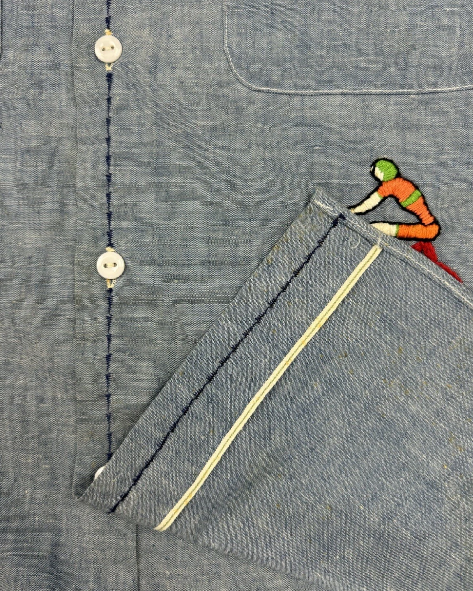 Chainstitch Sports Chambray Shirt | Adult Sz. M | c. 1960s–70s