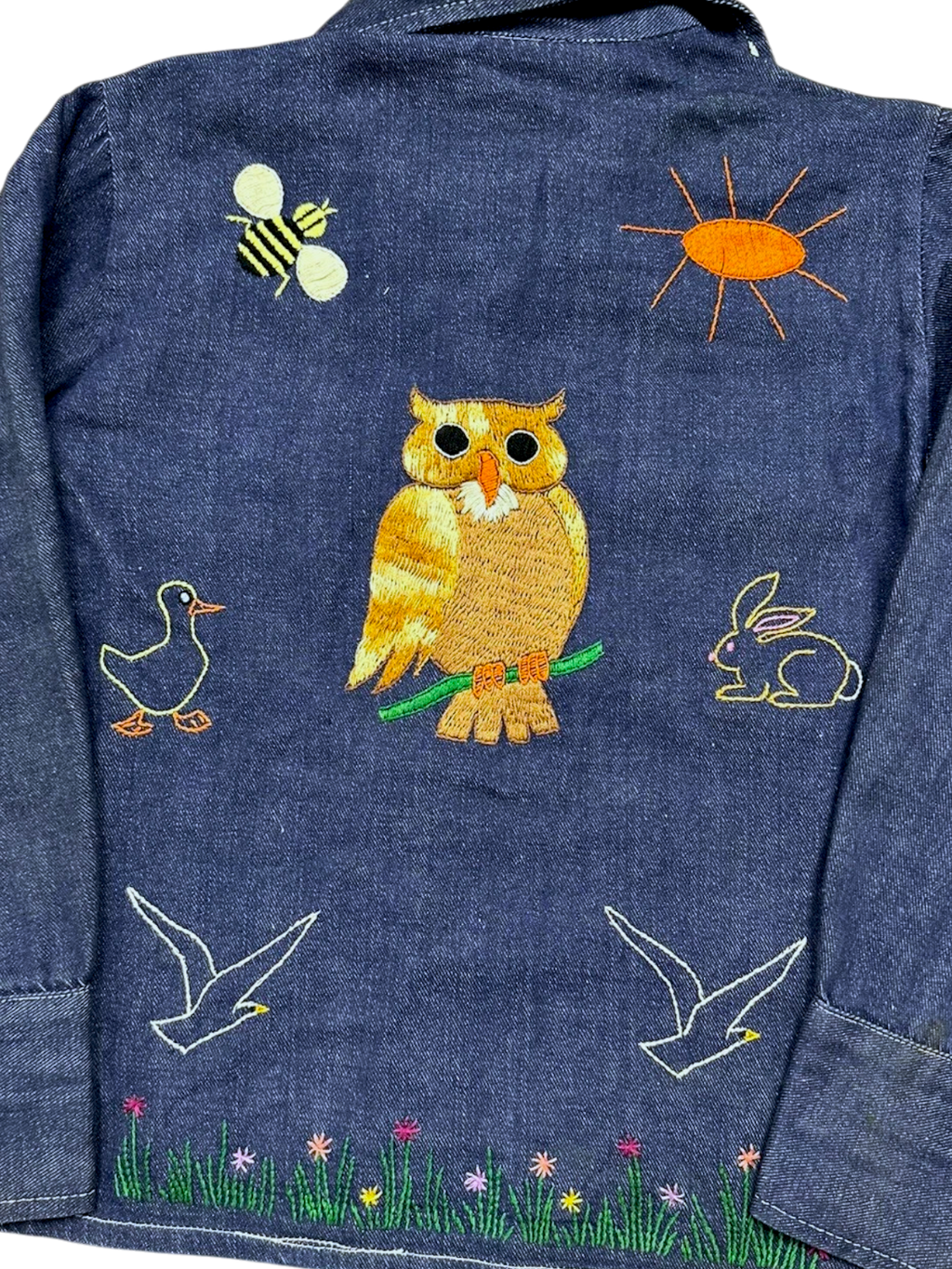 Embroidered Selvedge Denim Shirt | Youth Sz. 8 | c. 1970s