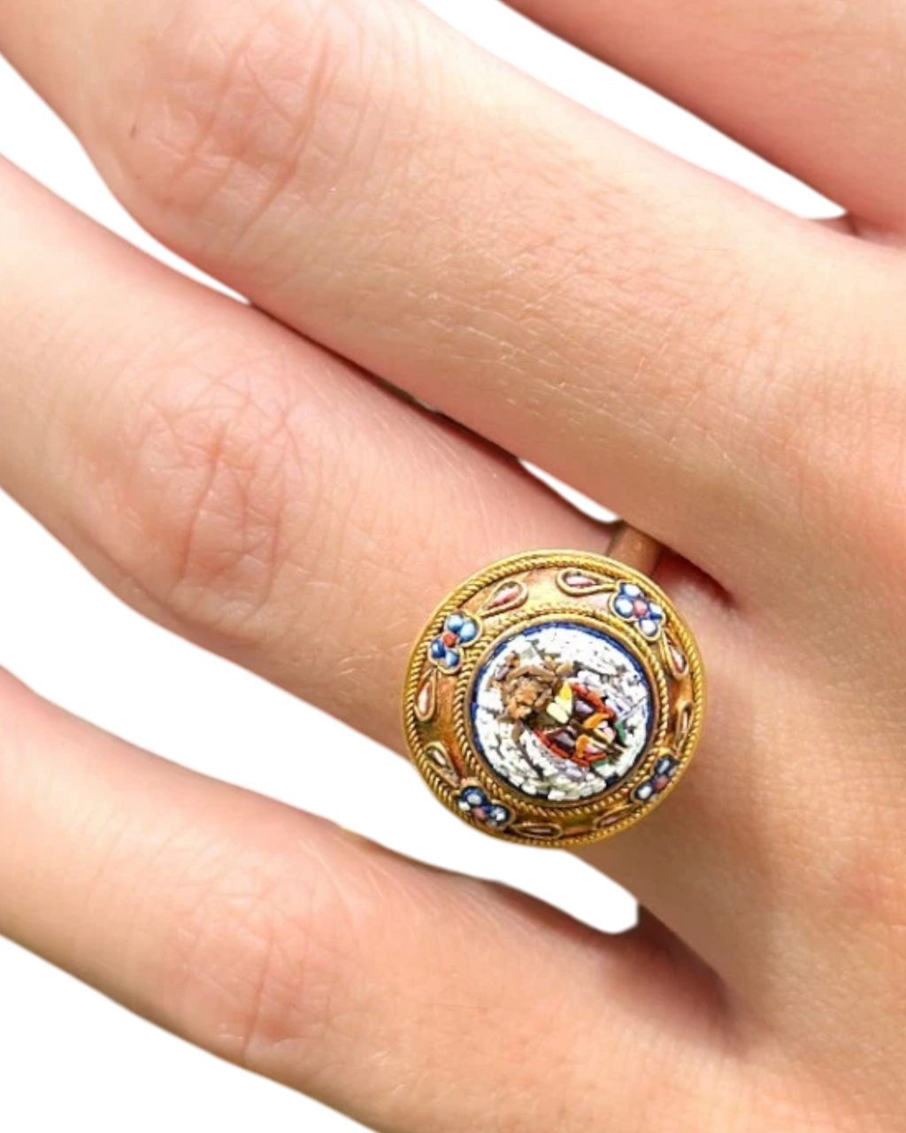 Micro-Mosaic Scarab Ring | Sz. 6.5 | 14k/18k Gold | c. 1860s-1890s