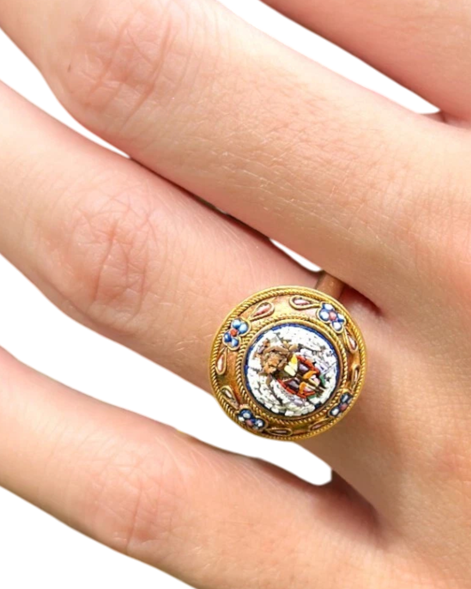 Micro-Mosaic Scarab Ring | Sz. 6.5 | 14k/18k Gold | c. 1860s-1890s
