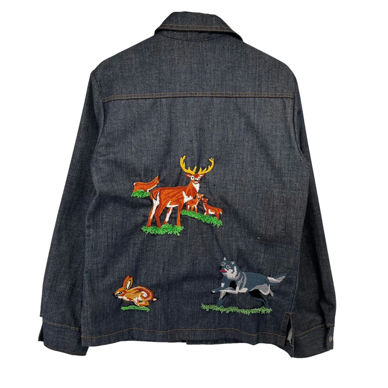 Embroidered Dark Denim Shirt | Adult Sz. XXS/XS | c. 1970s