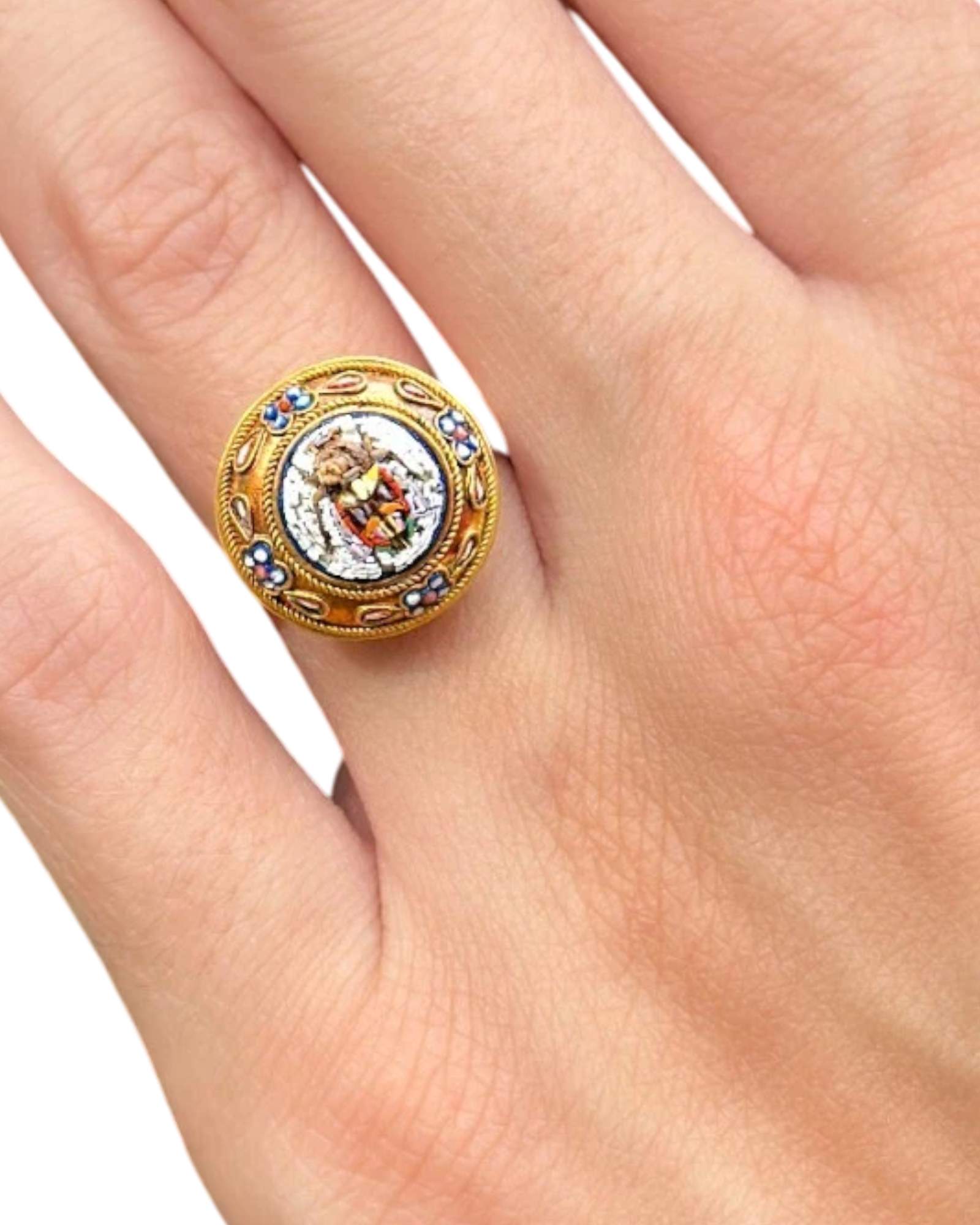 Micro-Mosaic Scarab Ring | Sz. 6.5 | 14k/18k Gold | c. 1860s-1890s