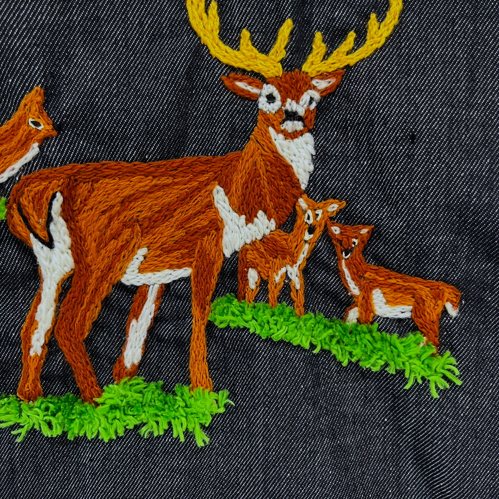 Embroidered Dark Denim Shirt | Adult Sz. XXS/XS | c. 1970s