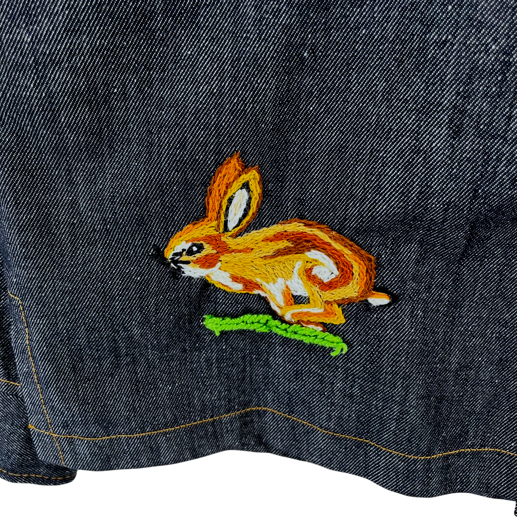 Embroidered Dark Denim Shirt | Adult Sz. XXS/XS | c. 1970s