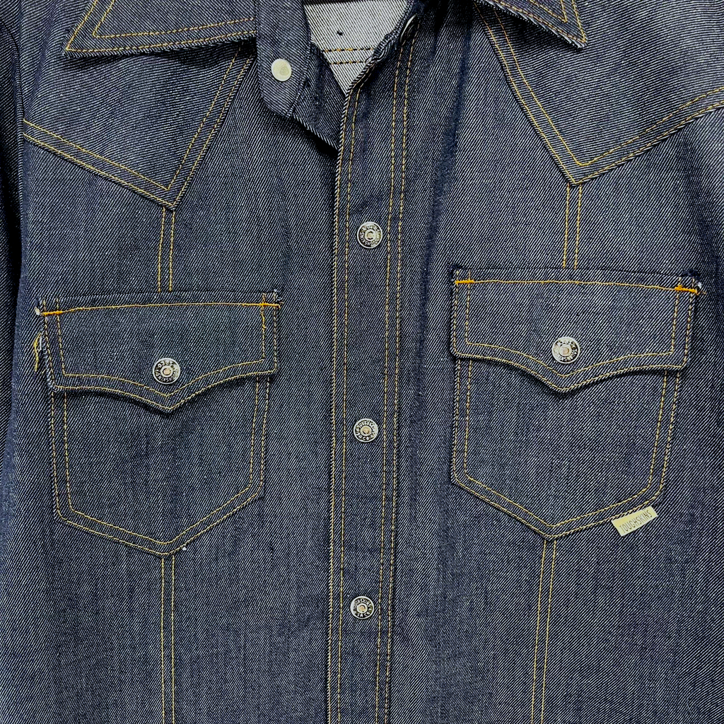 Embroidered Dark Denim Shirt | Adult Sz. XXS/XS | c. 1970s