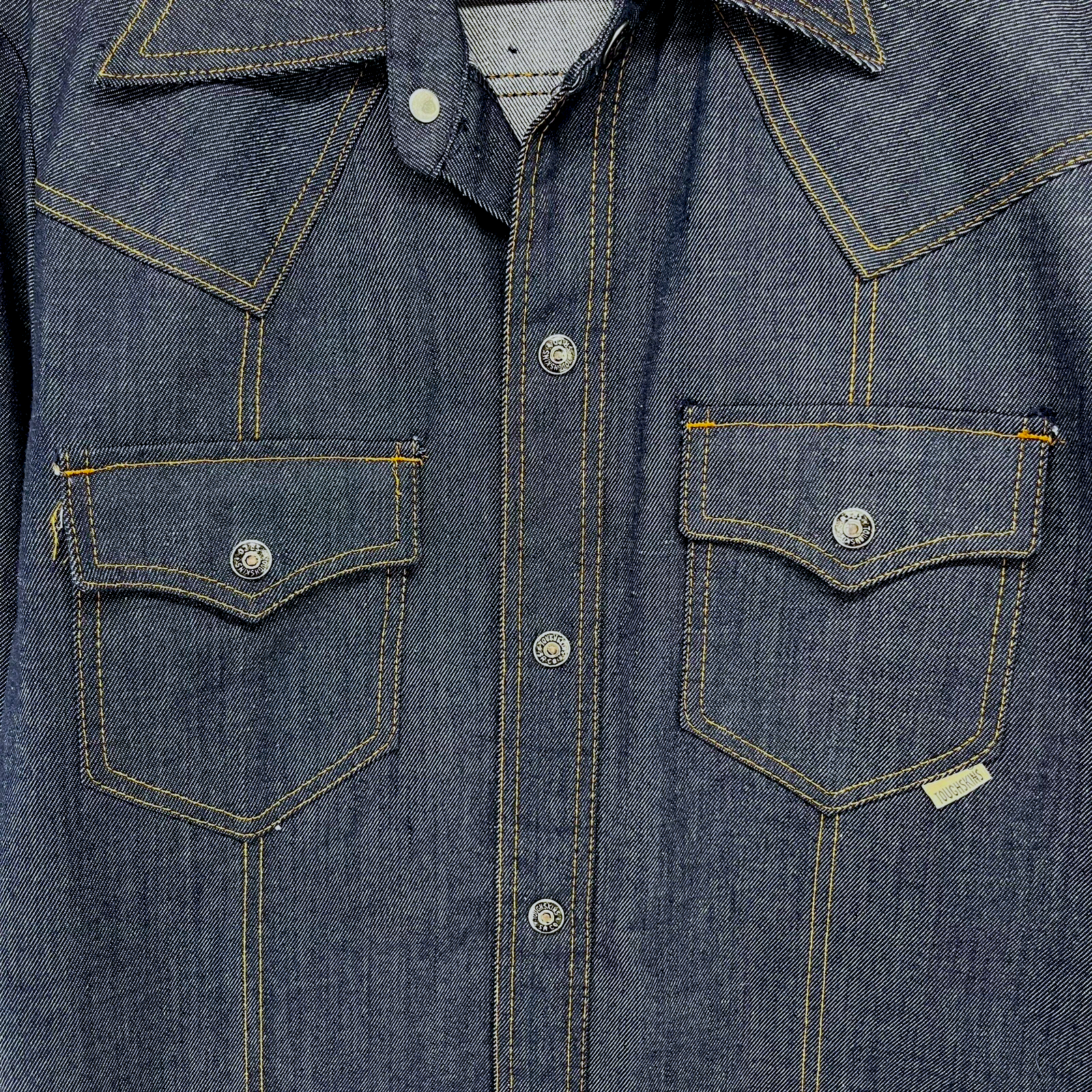 Embroidered Dark Denim Shirt | Adult Sz. XXS/XS | c. 1970s