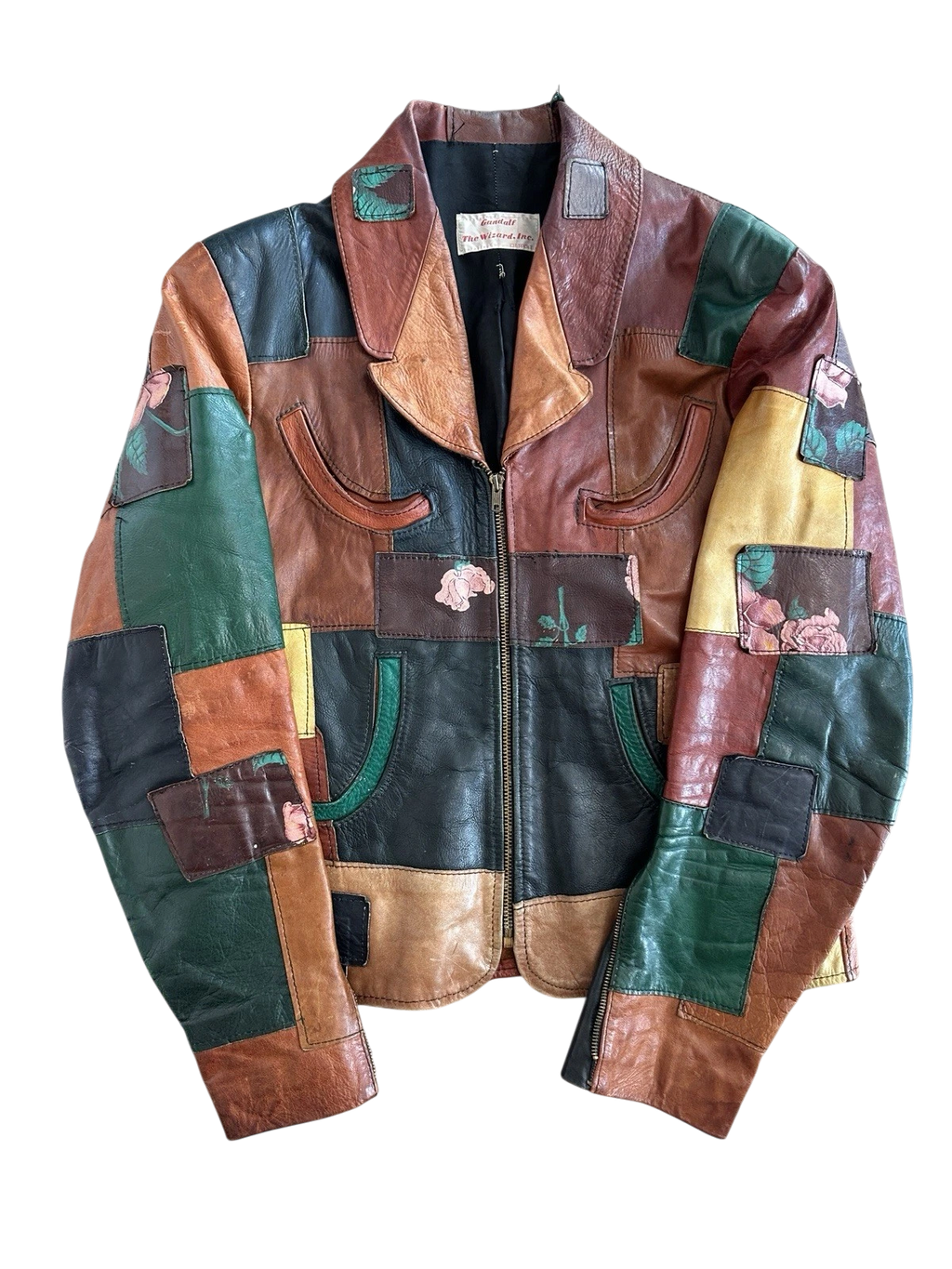 RARE Painted Patchwork Leather Jacket | Women's M | c. 1970s