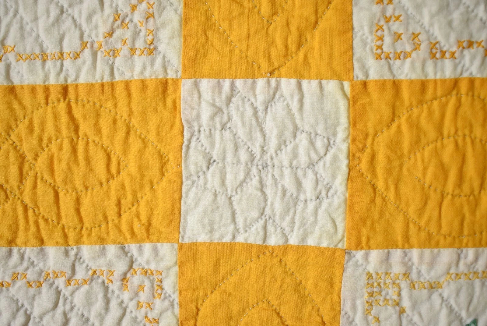 Embroidered Floral Quilt | 74" x 76" | c. 1930s