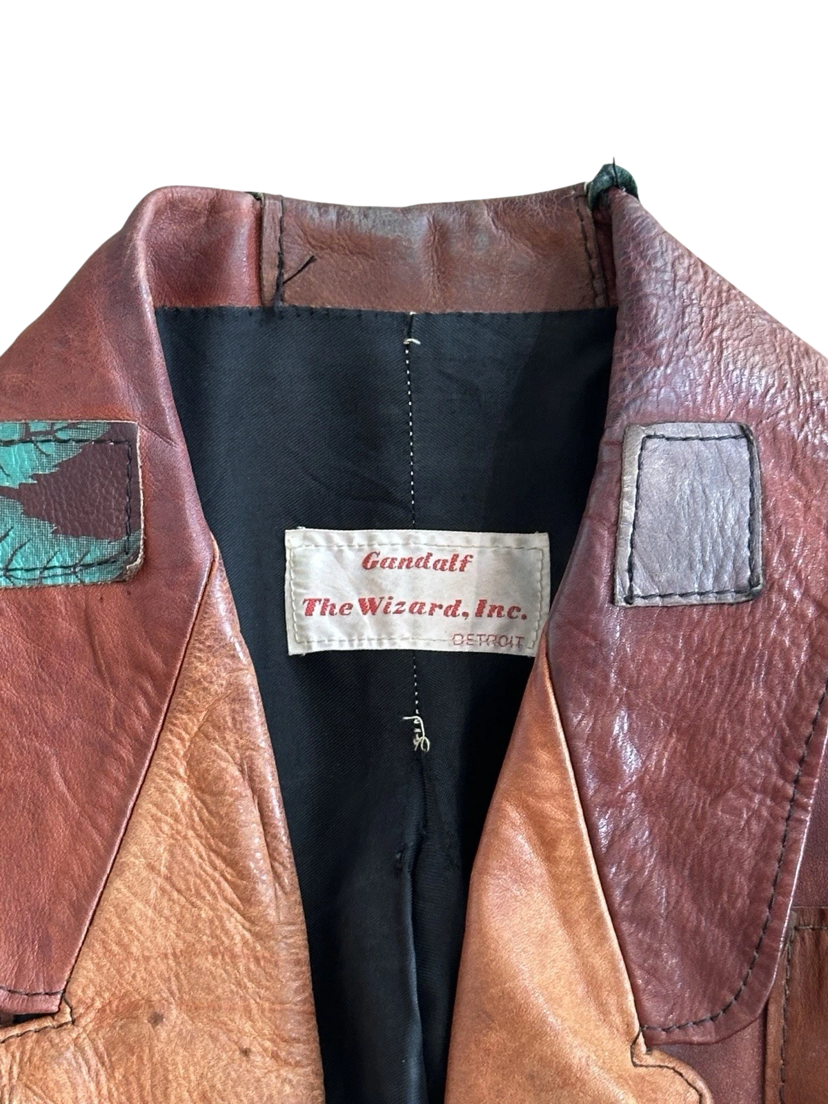RARE Painted Patchwork Leather Jacket | Women's M | c. 1970s