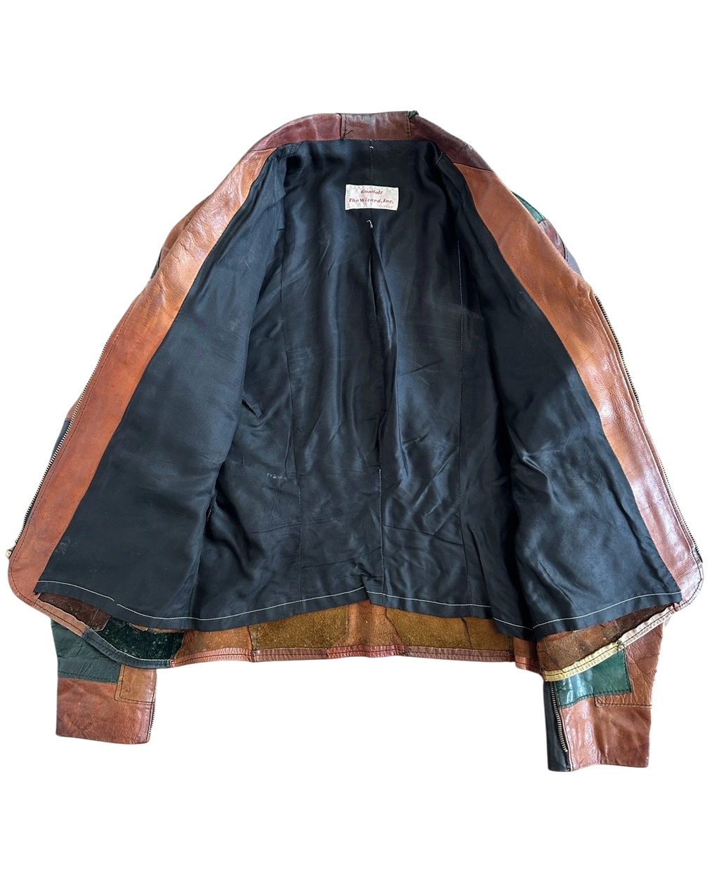 RARE Painted Patchwork Leather Jacket | Women's M | c. 1970s