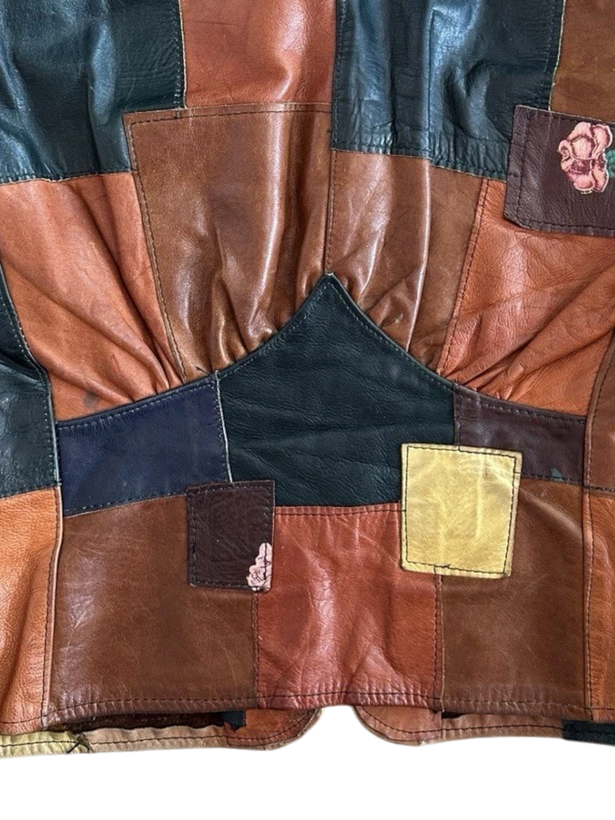 RARE Painted Patchwork Leather Jacket | Women's M | c. 1970s