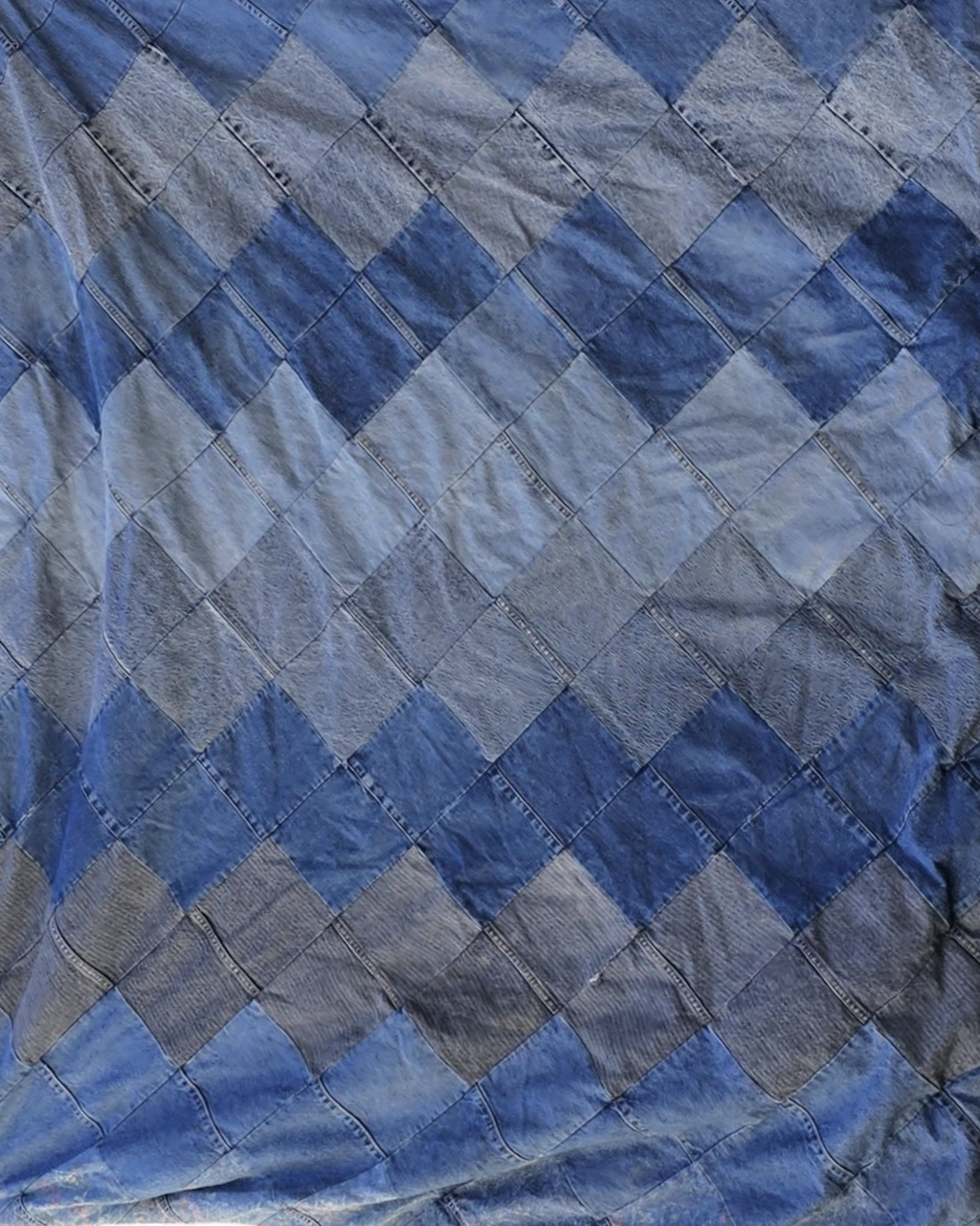 Patchwork Denim Quilt | 74" x 58" | Contemporary