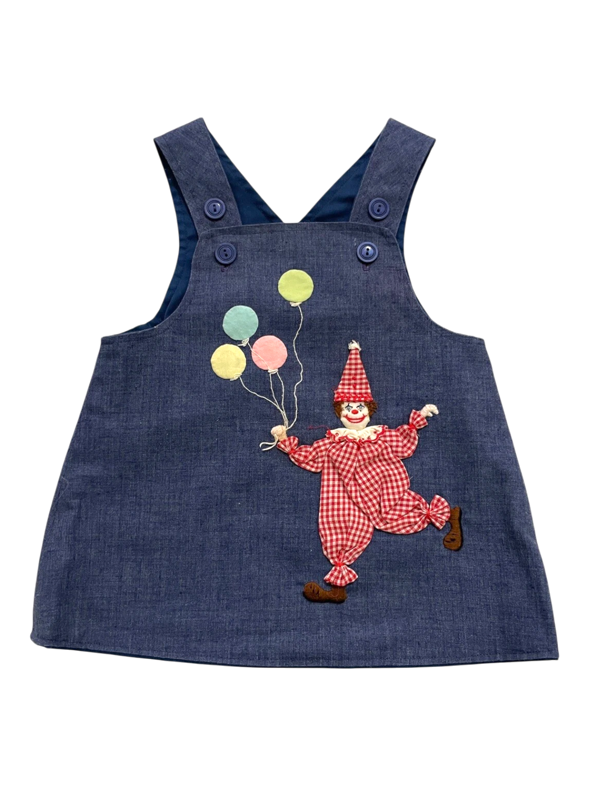 Clown & Balloons Jumper Dress | Infant Sz. 6–12M | c. 1970s