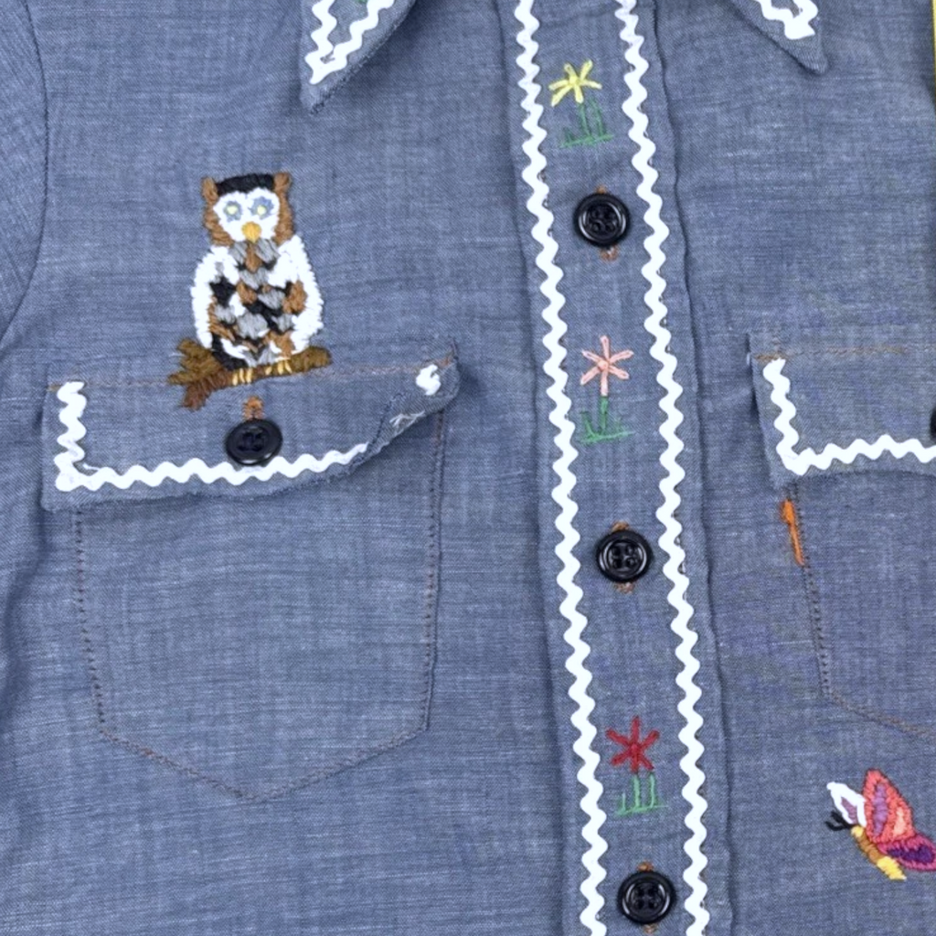Embroidered Chambray Shirt | Youth Sz. 6 | c. 1970s