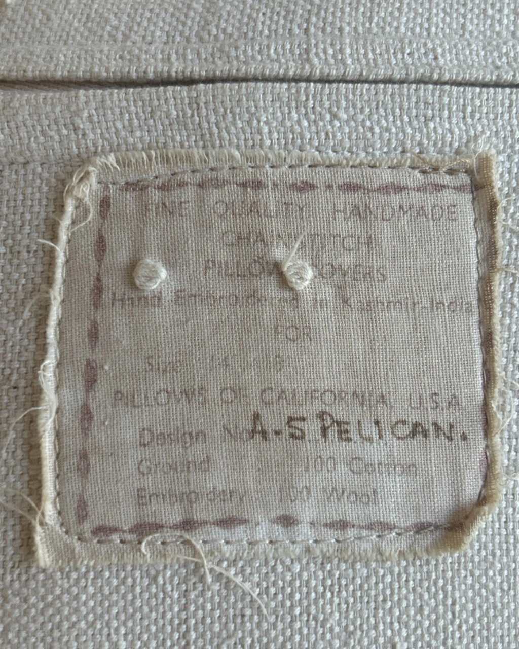 Asian Crane Embroidered Wool Pillow | 18" x 13" | c. 1970s