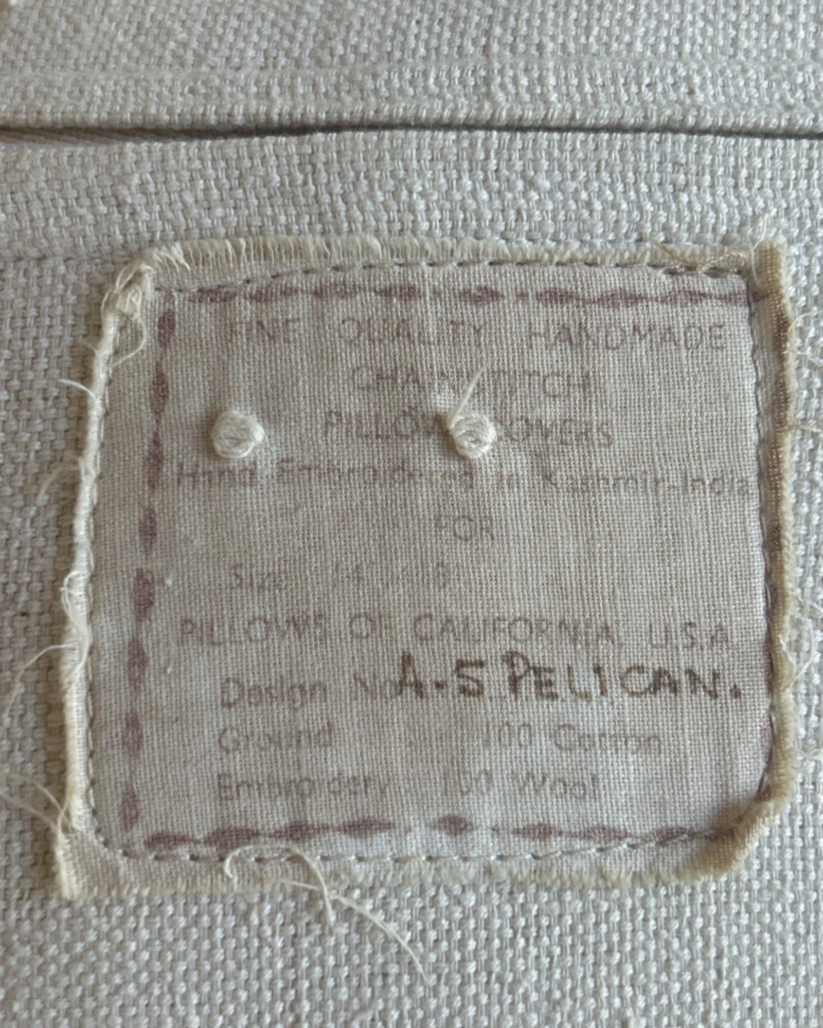 Asian Crane Embroidered Wool Pillow | 18" x 13" | c. 1970s