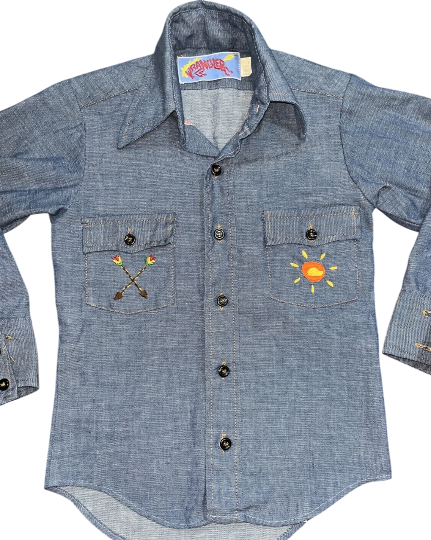 Southwestern Embroidered Denim Shirt | Youth Sz. 8 | c. 1970s