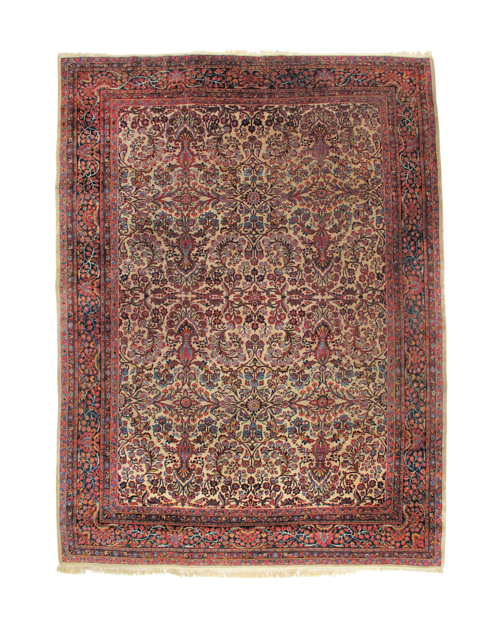 Antique Sarouk Floral Rug | 9'0" x 11'10" | c. 1910s